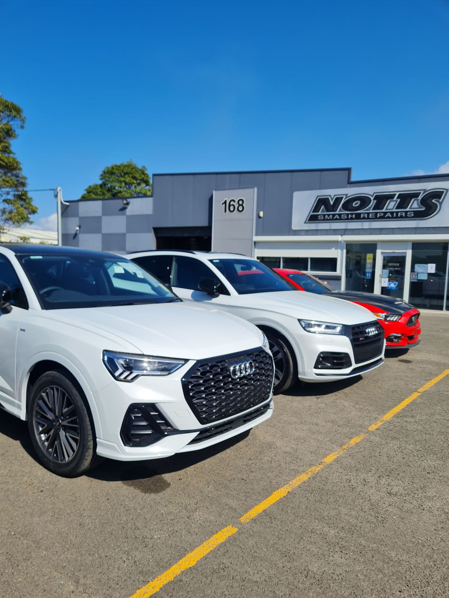 White Audis after detailing